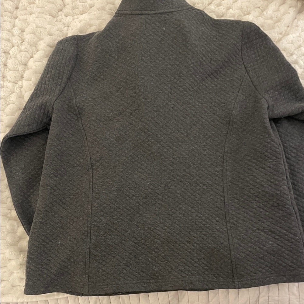 Men's Charcoal Quilted Zip-Up Sweater - Picture 4 of 4